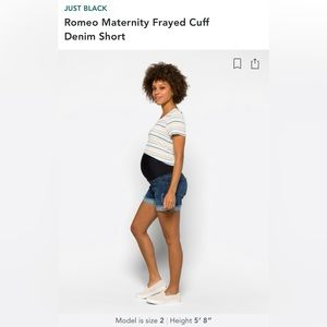 JUST BLACK Romeo Maternity Frayed Cuff Denim Short | Size 10 - 4” inseam | Navy